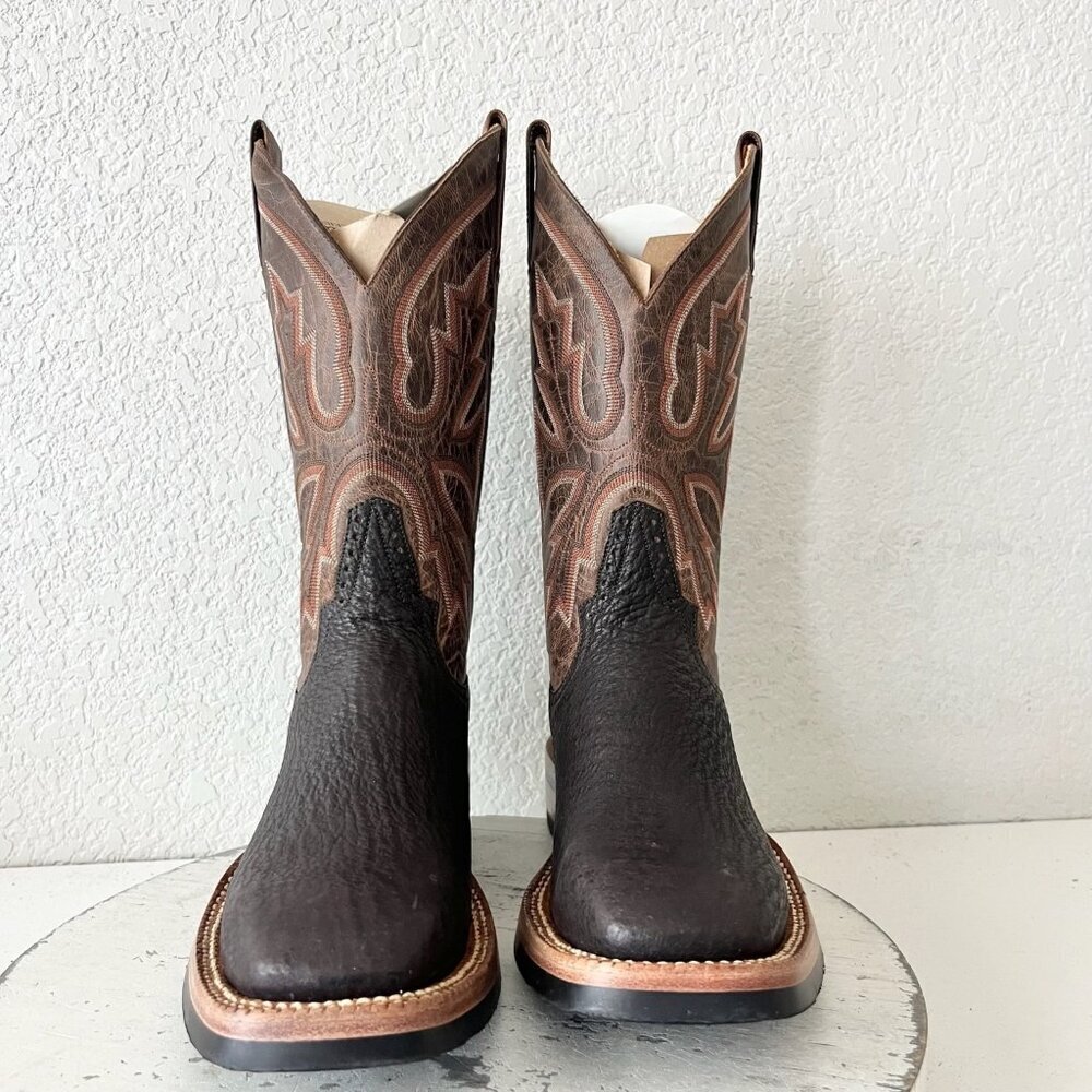 NEW Rod Patrick Mens Cowboy Boots 7.5 B Brown Shark Leather Western Square Toe - Picture 5 of 12